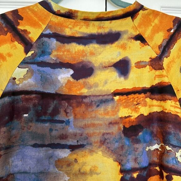 Marie Oliver Rhetta Long Sleeve Mini Dress, Gold & Blue Multi Color, Medium NWOT - Picture 8 of 9